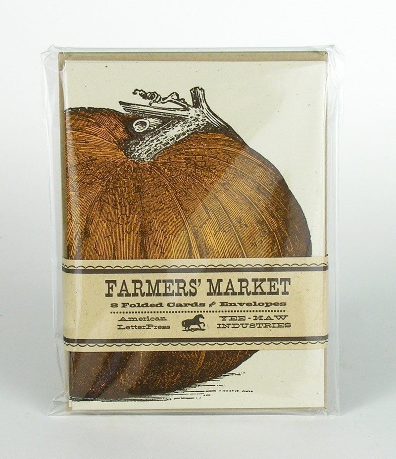 PUMPKIN GREETING CARDS Farmers Market Letterpress Card Pack of 8