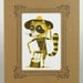 RACCOON Strumming Wash Tub BASS Hand Printed Letterpress Print in a Kraft Letterpress Vignette Mat