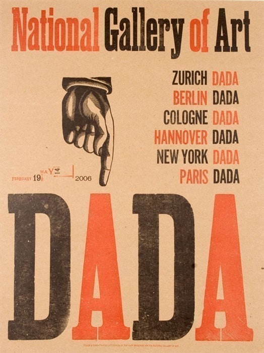DADA POINTY FINGER HAND PULLED LETTERPRESS PRINT