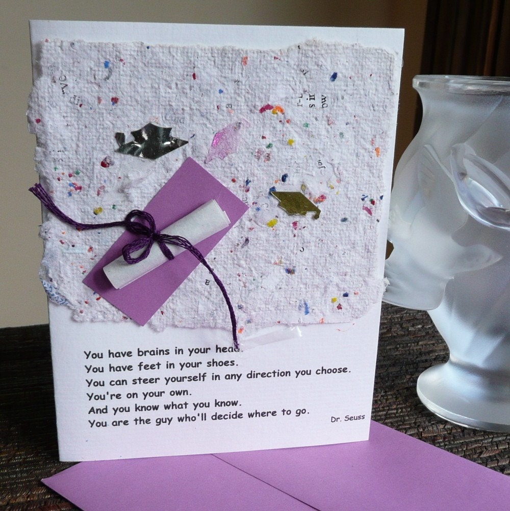 Graduation Poem by Dr. Seuss Card with School Color Diploma Card or Announcement