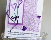 Wedding or Anniversary Quote with Handmade Paper and Hand Painted Heart Flowers