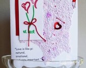 Wedding or Anniversary Quote with Handmade Paper and Hand Painted Heart Flowers