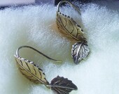 Vintage Sterling Silver Dangle Leaf Earrings Norway
