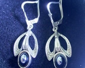 Art Nouveau Deco silver haematite dangle earrings