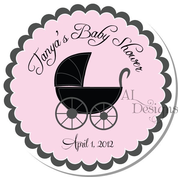 Personalized Baby Shower Stickers -- Baby Stroller -- Personalized Labels, Address Labels, Shower Labels -- Choice of Size