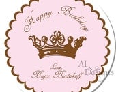 Personalized Stickers -- Crown -- Personalized Labels, Personalized Birthday Stickers, Party Favor Labels -- Choice of Size