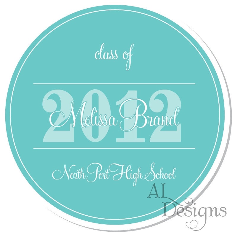 Personalized Graduation Stickers -- Simple -- Personalized Graduation Labels, Choose Your Colors, Custom School Colors