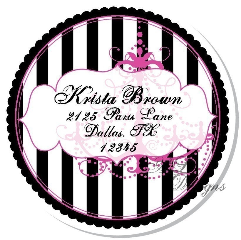 Personalized Stickers -- Stripes and Chandelier -- Personalized Address Labels, Personalized Labels, Birthday Party Favor -- Choice of Size