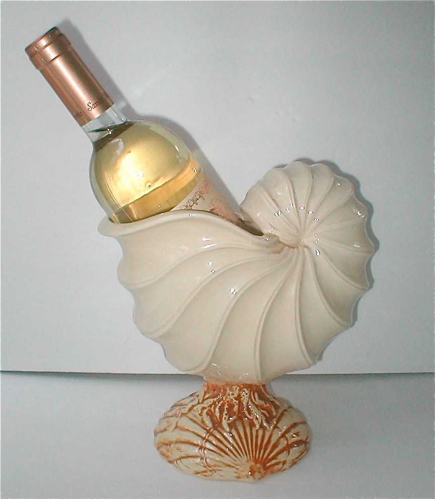 Ceramic Conch Shell Wine Cooler - Vintage 1985 - Nautilus Barware