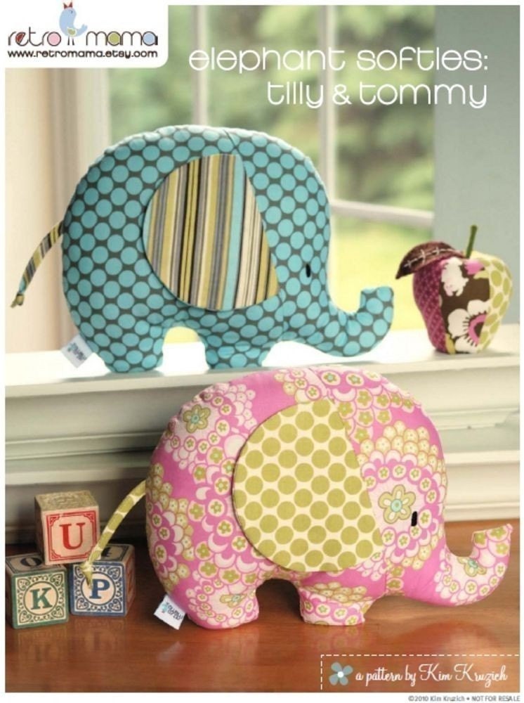 Baby Toy Tutorial - Elephant Sewing Pattern - Soft Toy - Tilly and Tommy Elephant Softies Instant Download