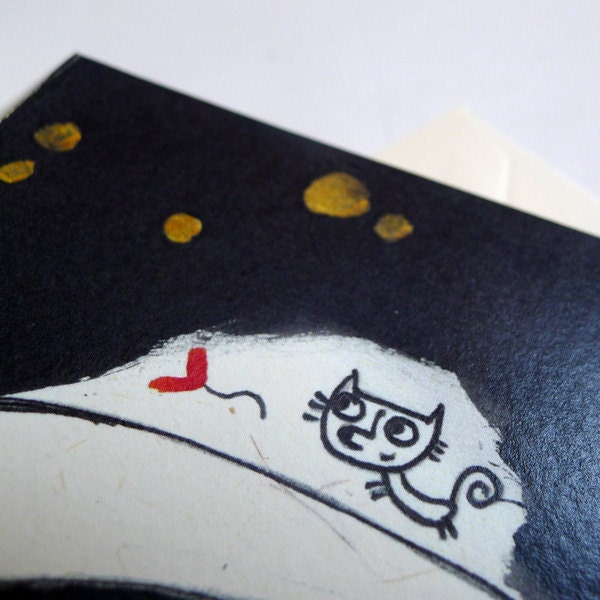 Gif, art card, the cat on the moon C109