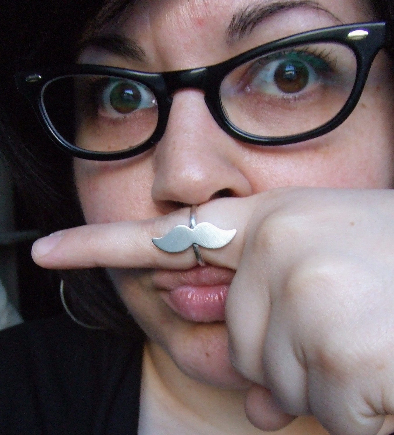 Incognito - geeky movember mustache silver ring