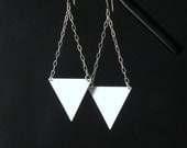 Keep it Simple - triangle geometric sterling silver dangle earrings with chains