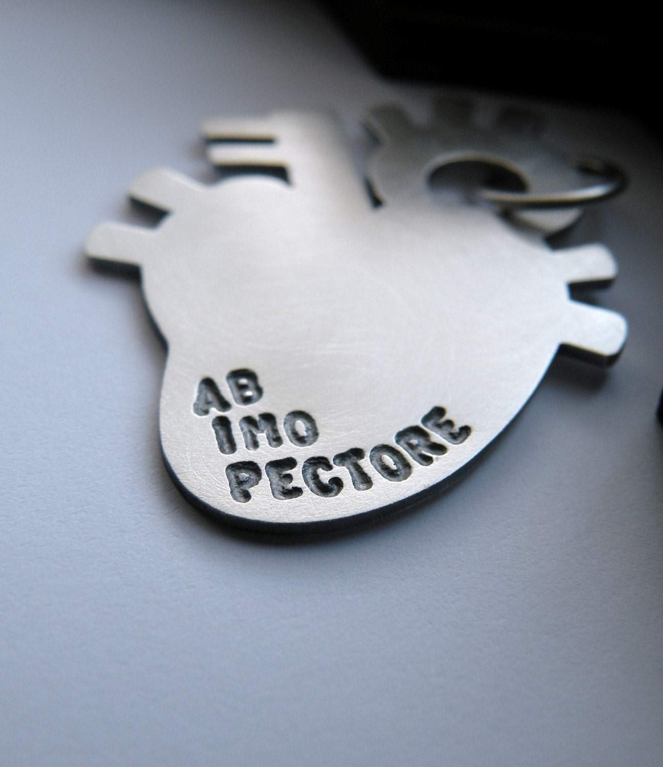 Ab Imo Pectore small anatomical sterling silver heart pendant