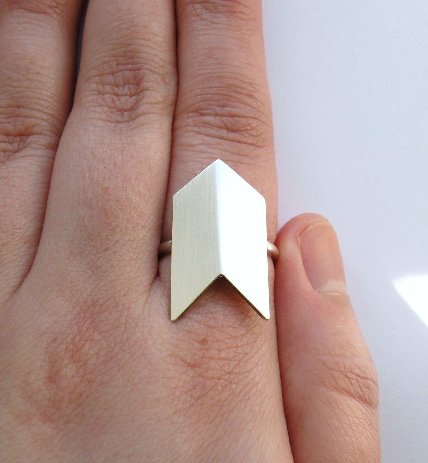 Going to the South West - modern native inspired geometric chevron sterling silver arrow ring
