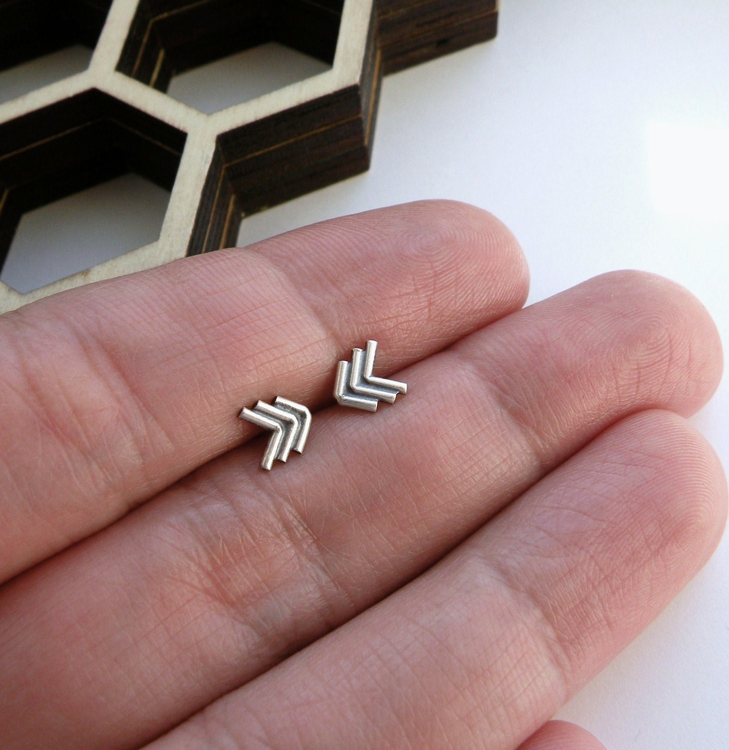 Going to the South West - mini southwestern herringbone chevron arrows earrings