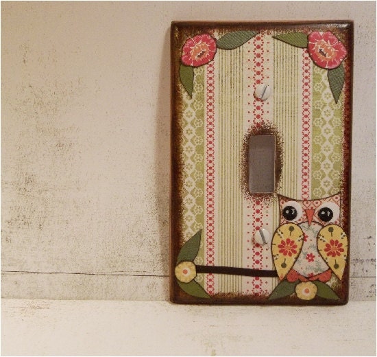 Decoupaged Light Switch Plate Cover - Owl - For Childs Room -MADE TO ORDER----Please See Listing for Details