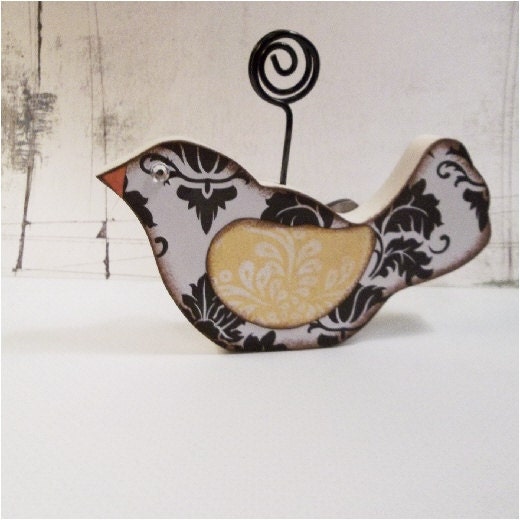 Recipe Holder or Memo or Photo Holder Decoupaged Wood Holder - Upcycled Bird READY To SHIP