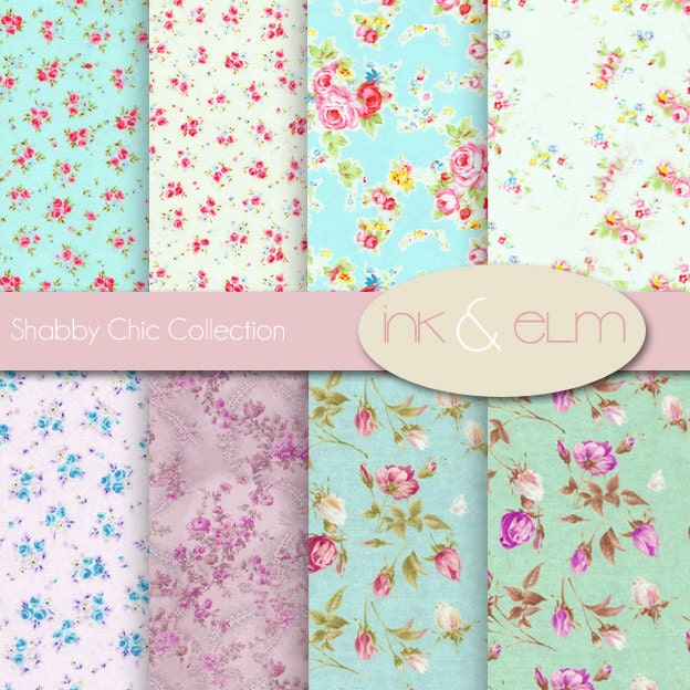 Shabby Chic Rose Digital Paper,  Vintage Floral and Rose Backgrounds, Floral and Roses Digital Scrapbook Paper, Printable Rose Papers