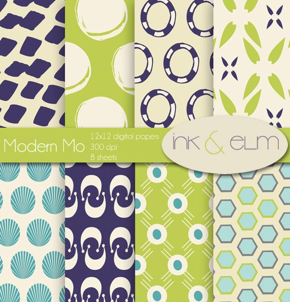 Digital Paper Modern, Modern Digital Backgrounds, Modern Digital Scrapbook Paper, Printable Papers, 12x12 digital paper pack