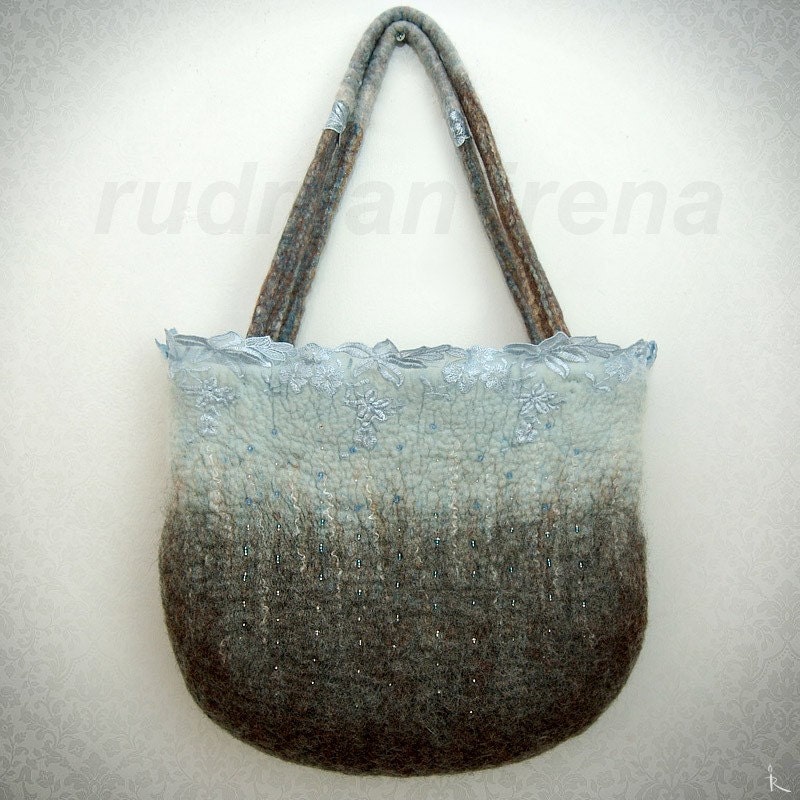 Felted handbag Rain drops