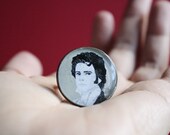 Mr. Darcy Portrait Adjustable Large Antiqued Brass Ring FINAL SALE
