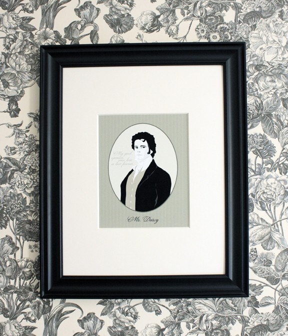Mr. Darcy 8 x 10 Print with Quote printed on Matte Heavyweight Paper