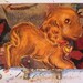 Sad Little Puppy Collage with Modern Art and Vintage Illustration ACEO
