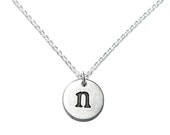 Petite Initial Necklace. Distressed Industrial Initial. Upper Case and Lower Case Letter. Sterling Silver Chain