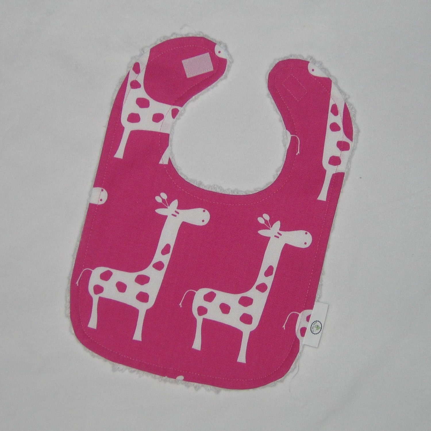 Fun Hot Pink Giraffes and Chenille Boutique Bib