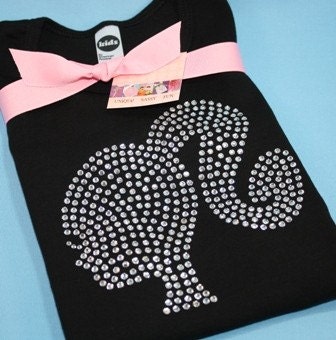 Girl with pony tail SILHOUETTE rhinestud shirt by Daisy Creek Designs