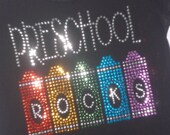 My Grade Rocks with crayons rhinestud tee by Daisy Creek Designs