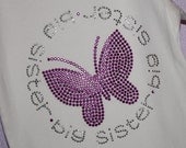 BIG SISTER circle with butterfly rhinestud  tee by Daisy Creek Designs