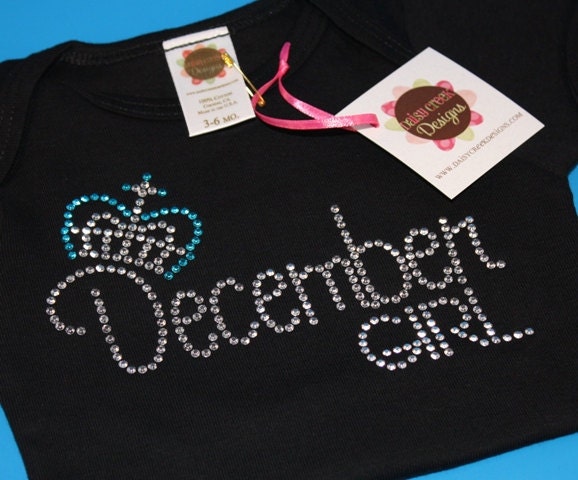 MONTH GIRL rhinestud  tee by Daisy Creek Designs