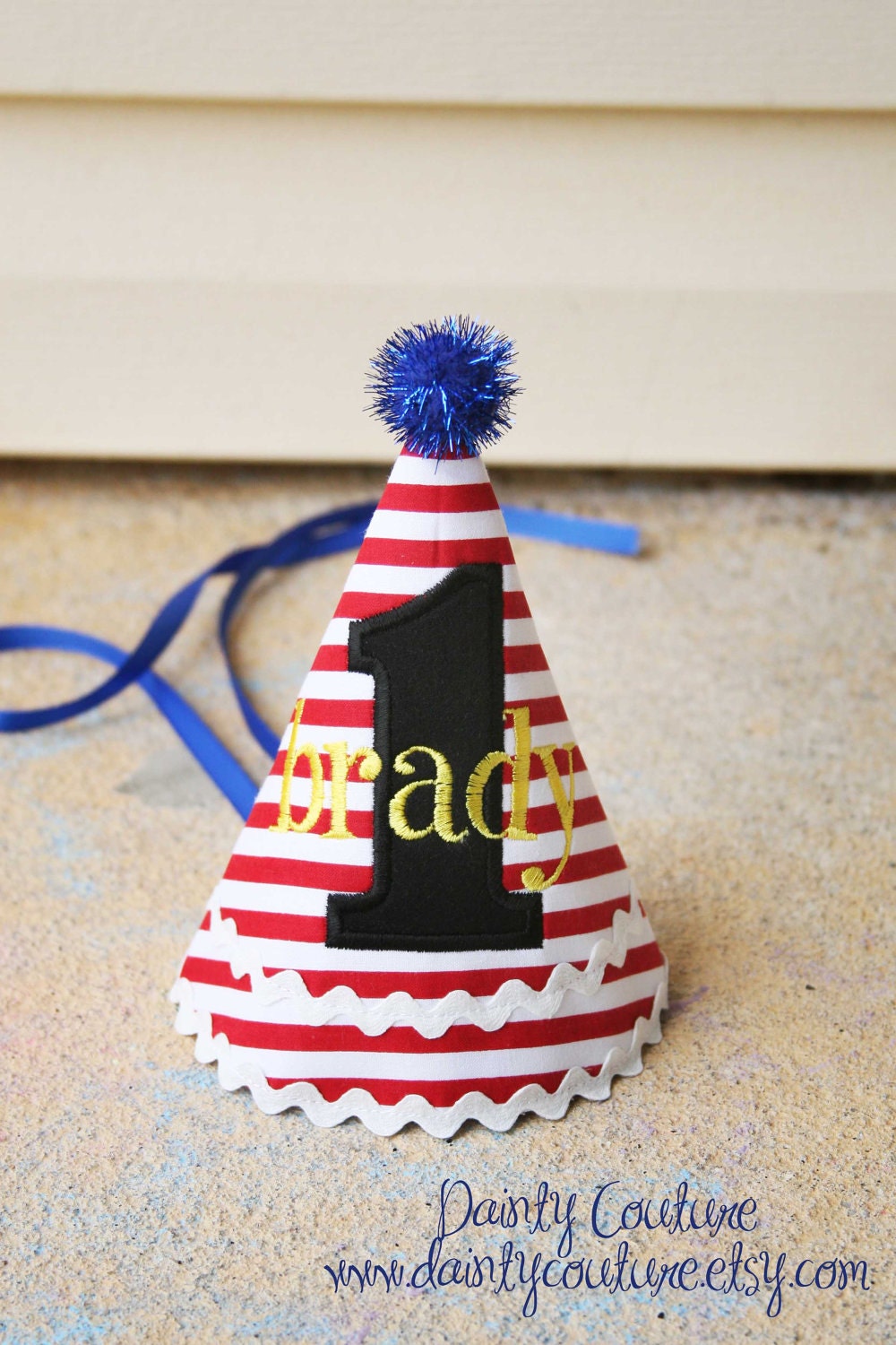 Boys First Birthday Party Hat -Mickey Mouse themed hat with red, black, yellow, and blue - Free personalization