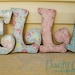Customized Distressed Wooden Letters for girls or boys - Pinks, greens, and blues or Custom made to match your decor