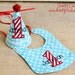 Boys 1st Birthday Party Hat and Bib - Darling aqua blue dots and red and white stripes - Michael Miller ocean dots