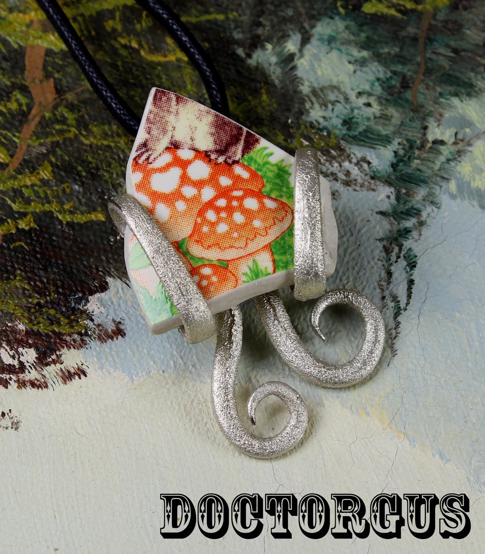 Broken China Fork Pendant -- Handcrafted From an Antique Sterling Silver Plated Fork -- A Doctor Gus Creation