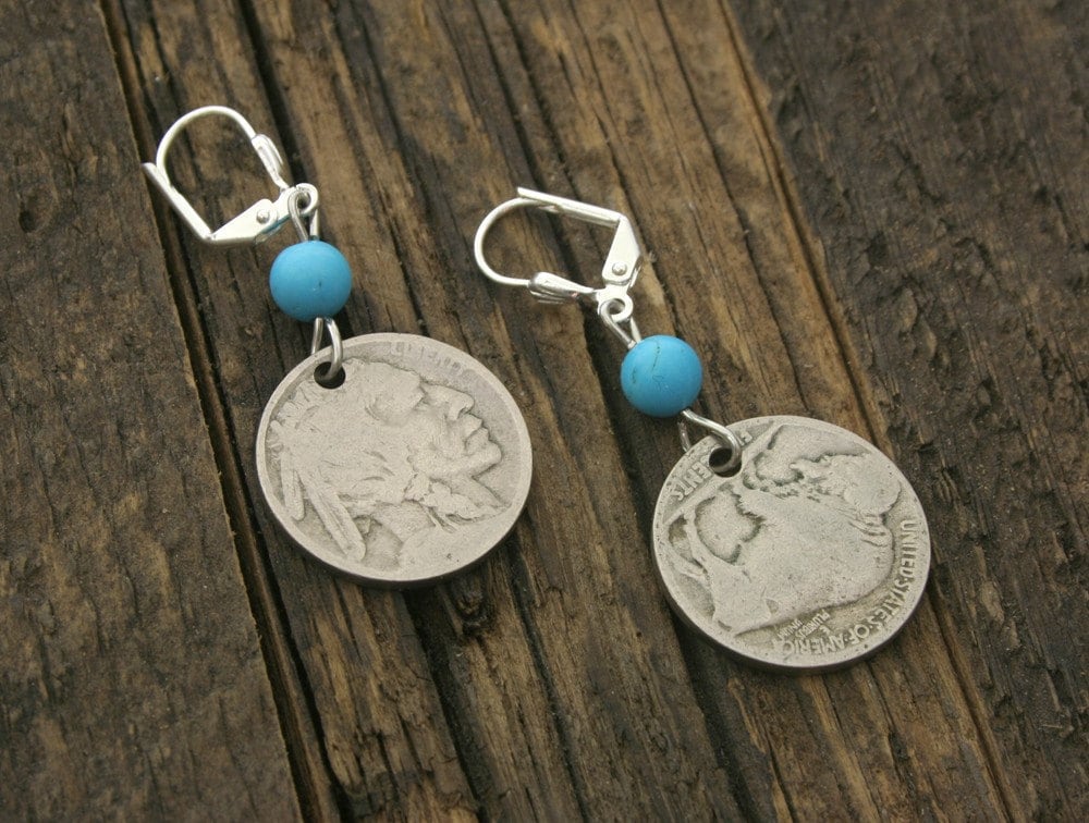 Buffalo Nickel Earrings by on Etsy