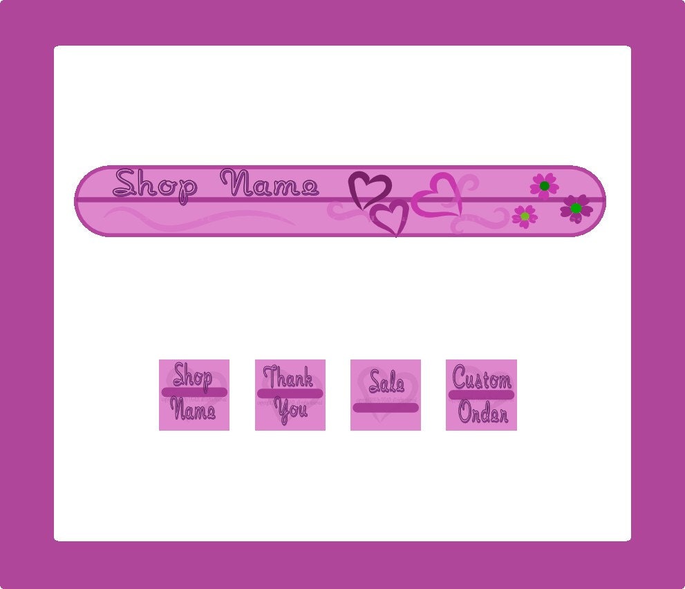 Hearts and Flowers, Pre-Made Banner and Avatars