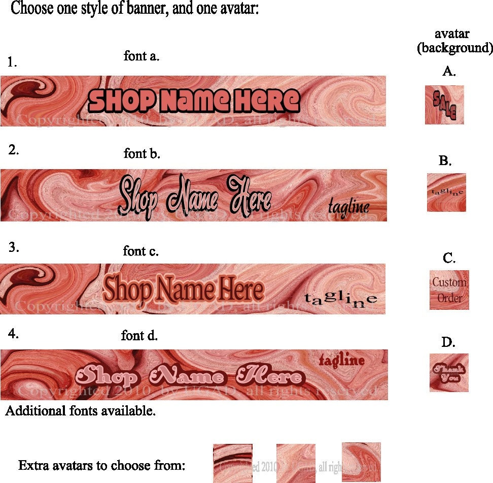 Pretty and Peachy Keen Customizable Banner and Avatars Set for Your Etsy Shop