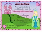 You Print It, Pretty Princess Party Invitations, Customizable, All Skin Tones