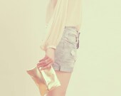 GOLD LEATHER CLUTCH. Gold Pouch. Bridesmaids Bag. Prom Clutch. Evening Clutch.