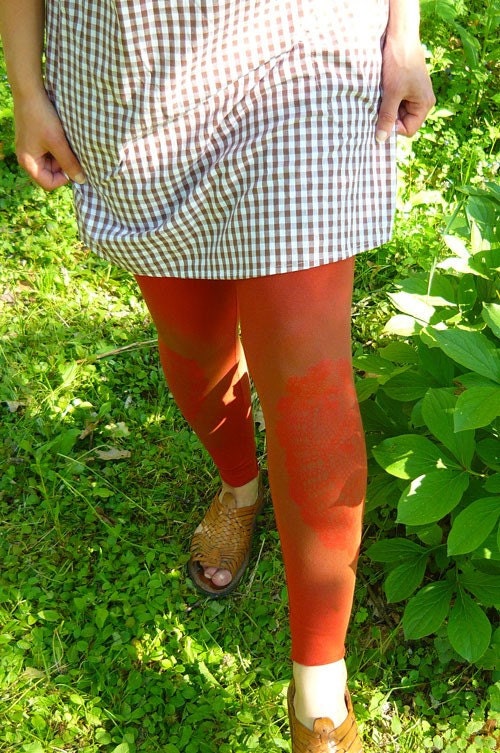 ready to ship: rust doily printed leggings