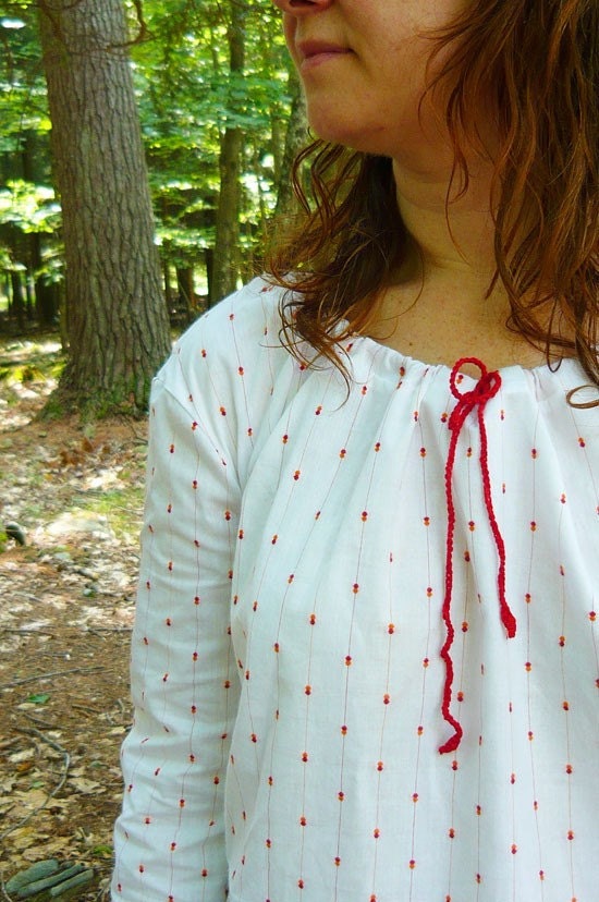 miho blouse in red and white dobby