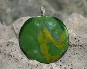 GLORIOUS GREEN Nature Series Fused Glass Pendant -- Art Glass By YM