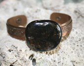 RAINBOW Dichroic Copper Cuff Bracelet -- Art Glass By YM