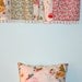 Strip Valance in Vintage 60s Fabric w/ Little Girl Boy Hot Air Balloon Flowers Birds .. White Pom Pom Fringe .. Ready To Ship
