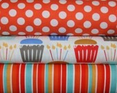 Cupcake Crazy  by Michael Miller, Designer Fabric, 1/2 yard of each, 1.5 yards
