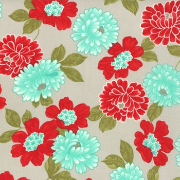Vintage Modern  by Bonnie and Camille -  Floral Cotton Blossom Grey , Moda Designer Fabric